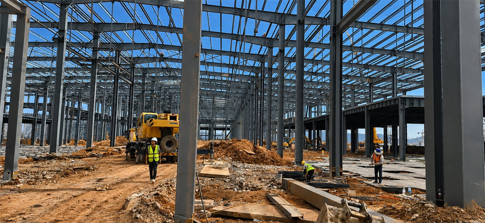 Steel frame assembly area