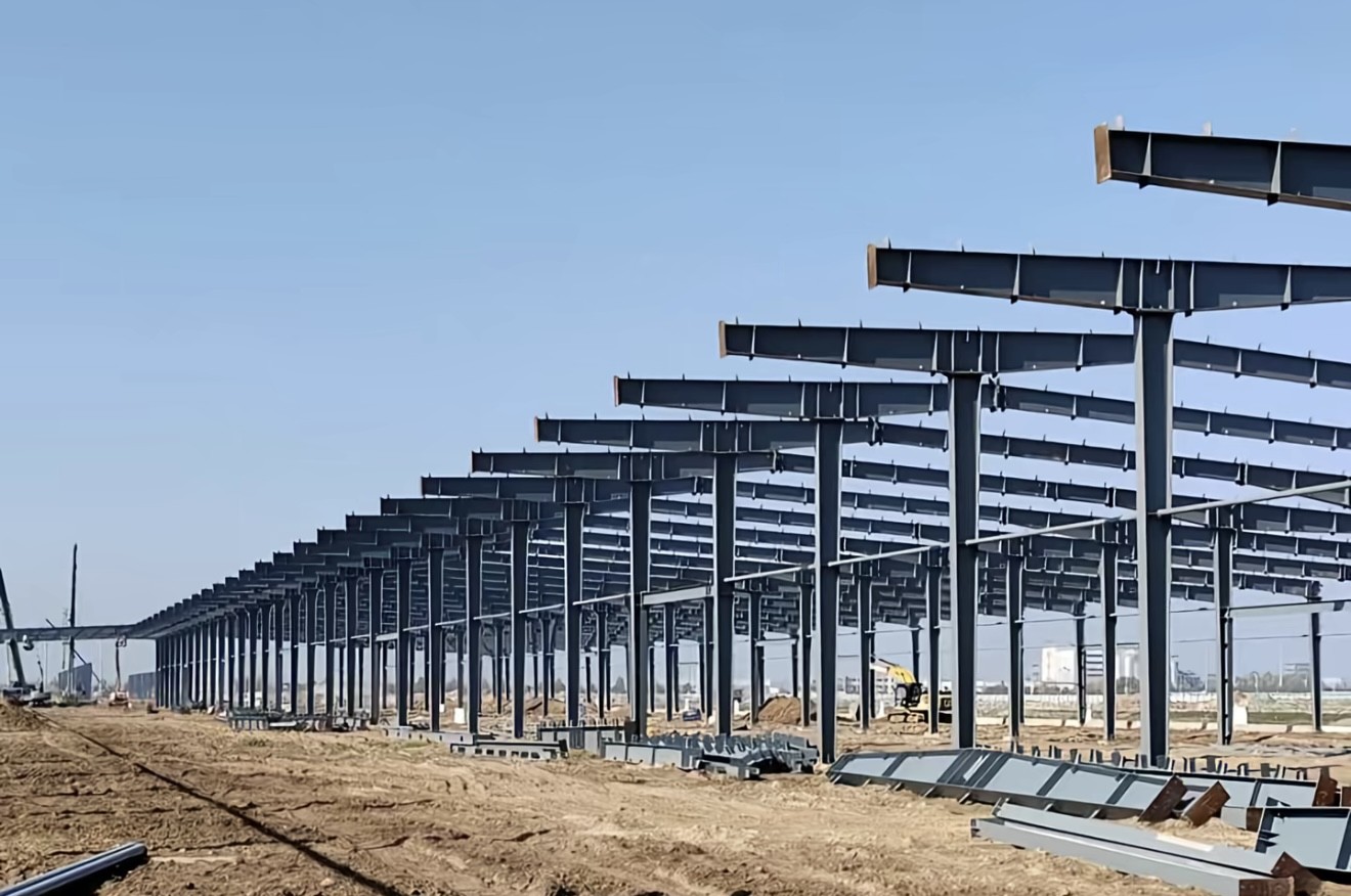 Industrial park steel structure wide elevation