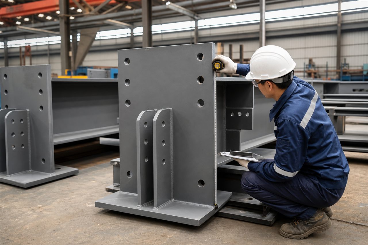 Illustrative quality inspection of fabricated structural steel connection plates