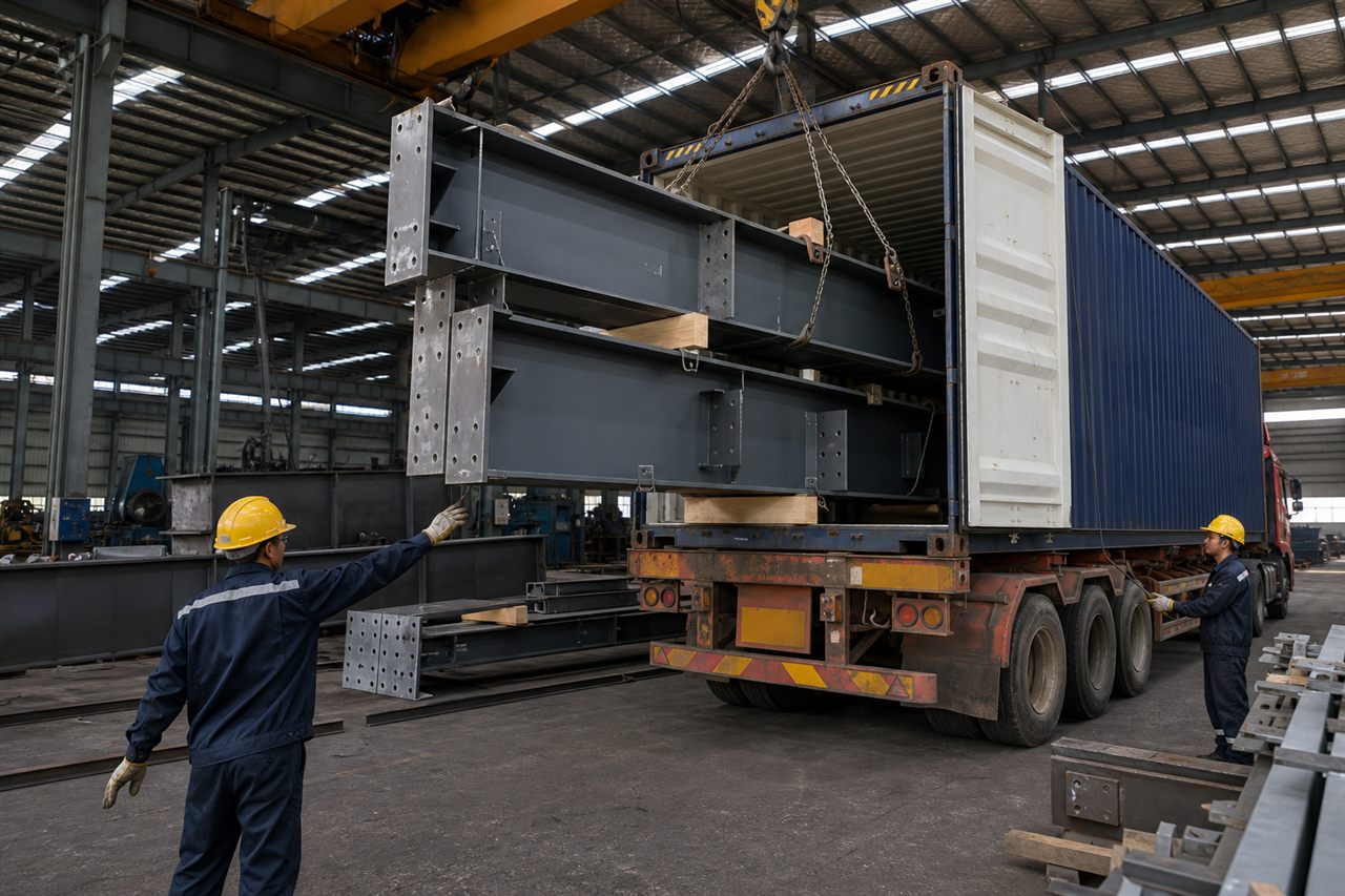 Illustrative export loading workflow for fabricated structural steel members